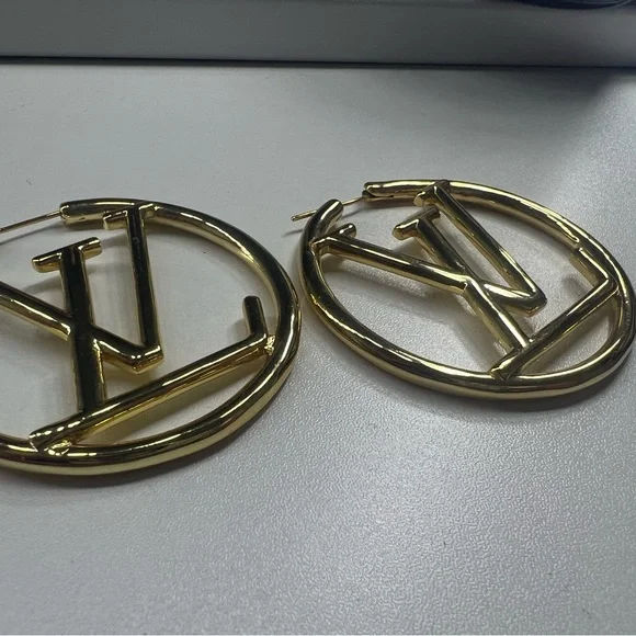 LV Gold Hoop Earrings - Picture 6 of 7